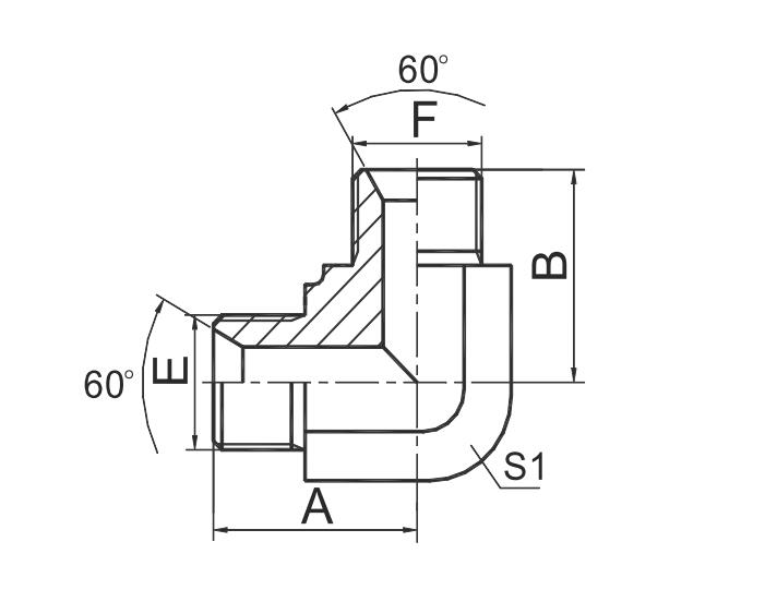 1B9 90°弯 英管外螺纹60°内锥